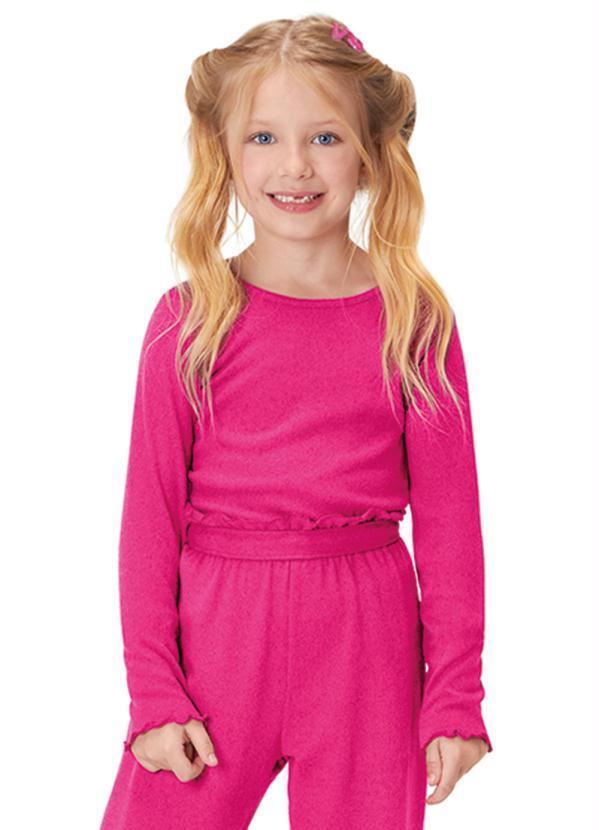 Marisol - Blusa Manga Longa Tricô Infantil Menina Rosa