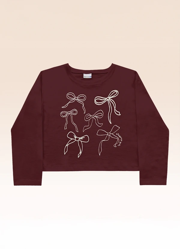 Fakini Kids - Blusa Manga Longa Vermelho