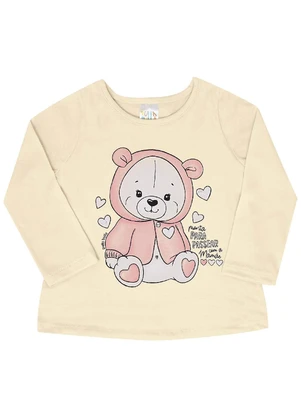 Pulla Bulla - Blusa Meia Malha Menina Bege - PULLA BULLA