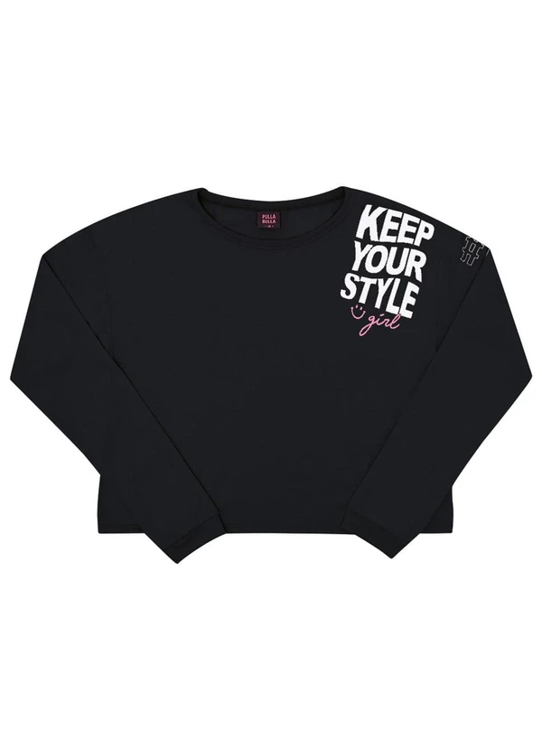 Pulla Bulla - Blusa Meia Malha Menina Preto