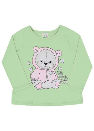 Pulla Bulla - Blusa Meia Malha Menina Verde - PULLA BULLA