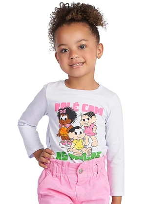 Outlet - Blusa Meia Malha Turma da Monica as Migas Branco - OUTLET