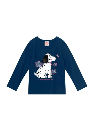 Brandili - Blusa Menina de Cachorrinhos Azul - BRANDILI