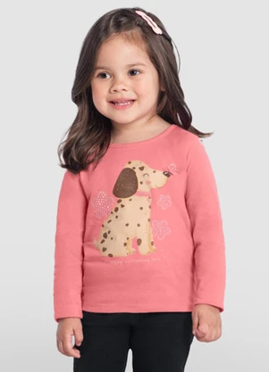 Brandili - Blusa Menina de Cachorrinhos Rosa - BRANDILI