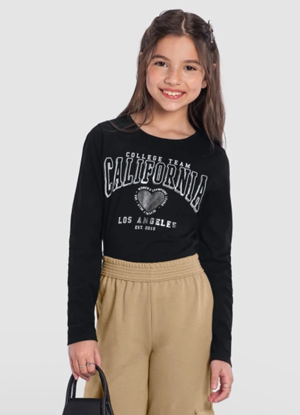 Young Class - Blusa Menina de Corações Preto