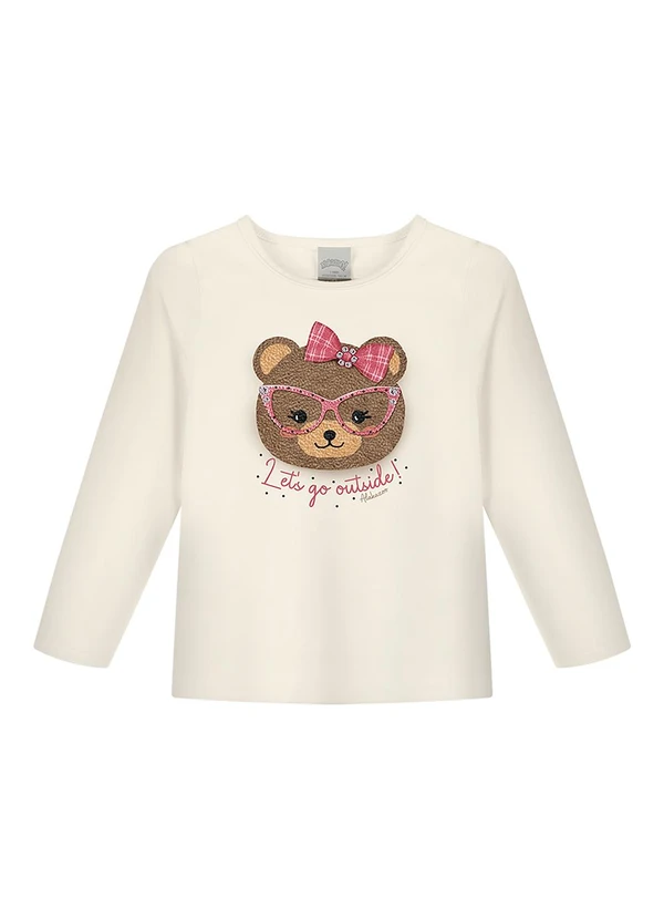 Alakazoo - Blusa Menina de Mangas Longas com Strass Bege