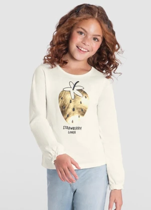 Brandili - Blusa Menina de Moranguinho Natural - BRANDILI