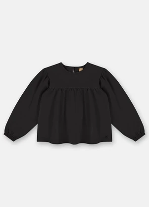 Up Baby - Blusa Menina em Meia Malha Preto - UP BABY