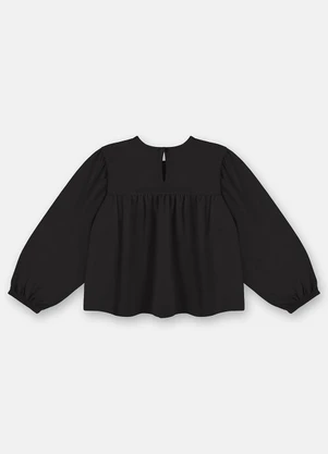Up Baby - Blusa Menina em Meia Malha Preto - UP BABY