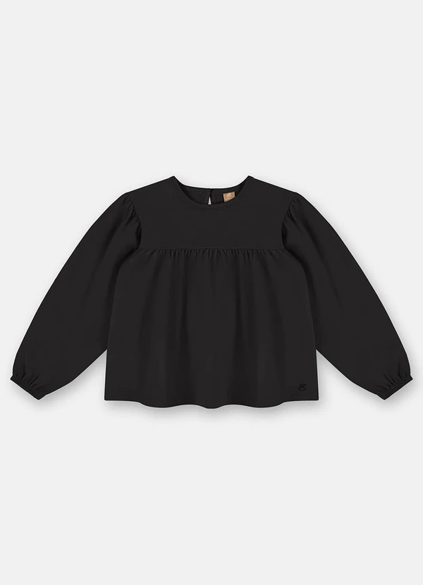 Up Baby - Blusa Menina em Meia Malha Preto