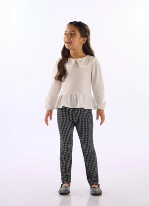 Up Baby - Blusa Menina Gola Decorada Branco - UP BABY