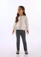 Up Baby - Blusa Menina Gola Decorada Marrom - variação:  
