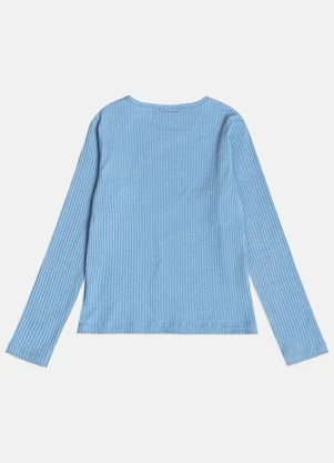 Momi - Blusa Menina Infantil Básica Azul Canelada - MOMI