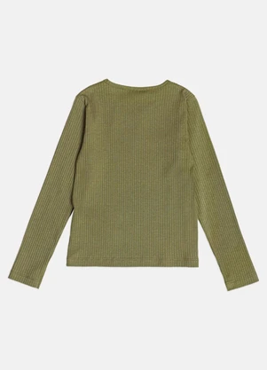 Momi - Blusa Menina Infantil Básica Verde Canelada - MOMI