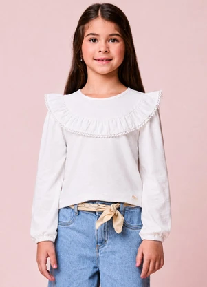 Momi - Blusa Menina Infantil com Babado e Renda - MOMI