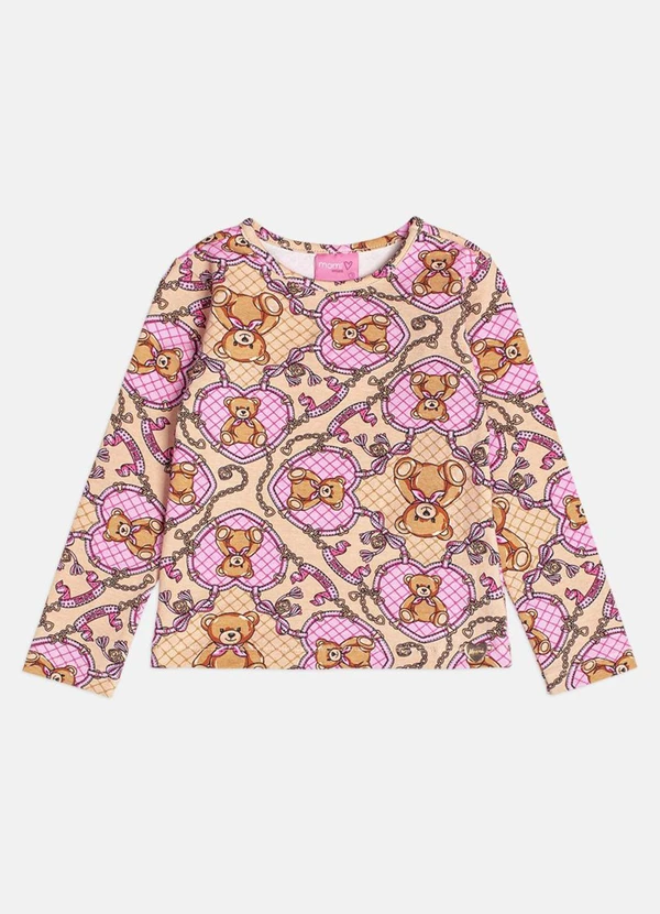 Momi - Blusa Menina Infantil Manga Longa de Ursinha