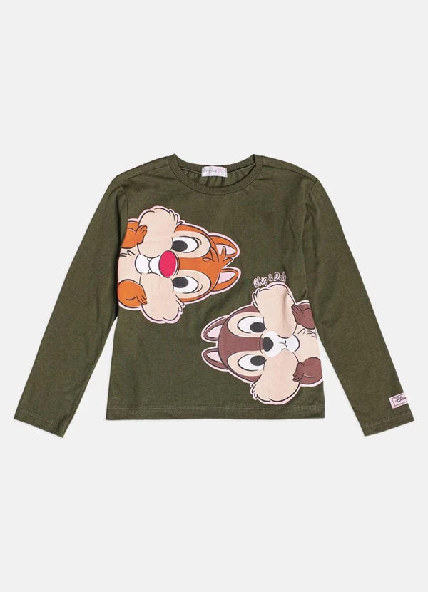Momi - Blusa Menina Infantil Manga Longa do Tico e Teco