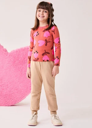 Bimbi - Blusa Menina Manga Longa de Tupilas Marrom - BIMBI