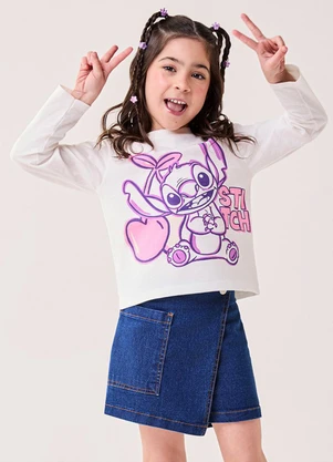 Bimbi - Blusa Menina Manga Longa do Stitch Disney Rosa - BIMBI