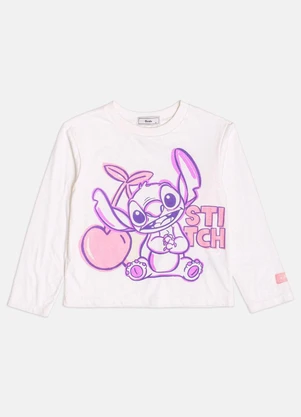 Bimbi - Blusa Menina Manga Longa do Stitch Disney Rosa - BIMBI