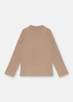 Up Baby - Blusa Menina Ribana Canelada Marrom - UP BABY