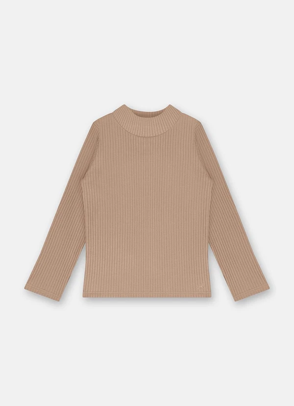 Up Baby - Blusa Menina Ribana Canelada Marrom