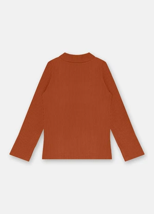 Up Baby - Blusa Menina Ribana Canelada Marrom - UP BABY