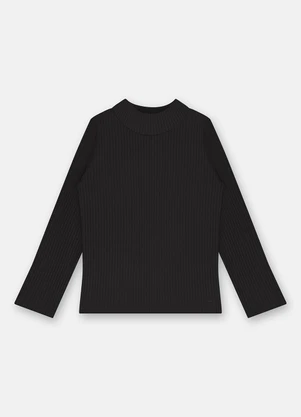 Up Baby - Blusa Menina Ribana Canelada Preto - UP BABY