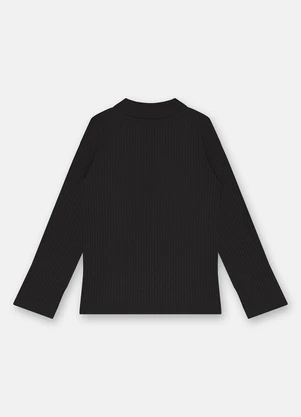 Up Baby - Blusa Menina Ribana Canelada Preto - UP BABY