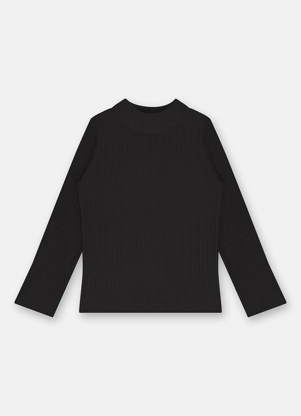 Up Baby - Blusa Menina Ribana Canelada Preto