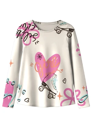 Malwee Kids - Blusa Mullet Corações Off White - MALWEE KIDS