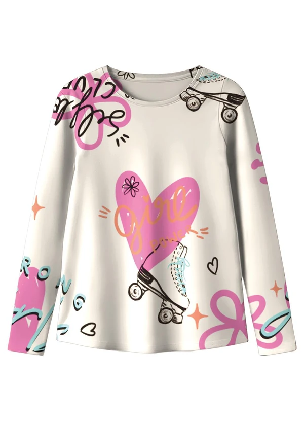 Malwee Kids - Blusa Mullet Corações Off White