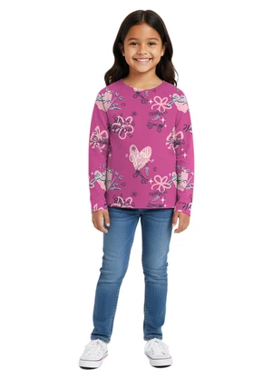 Malwee Kids - Blusa Mullet Corações Rosa Escuro - MALWEE KIDS