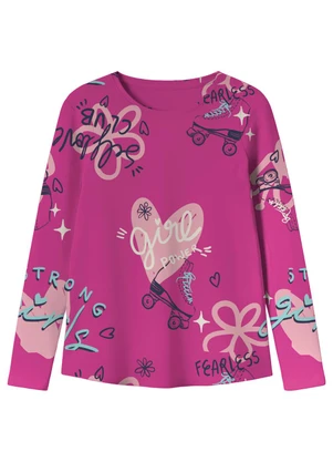 Malwee Kids - Blusa Mullet Corações Rosa Escuro - MALWEE KIDS