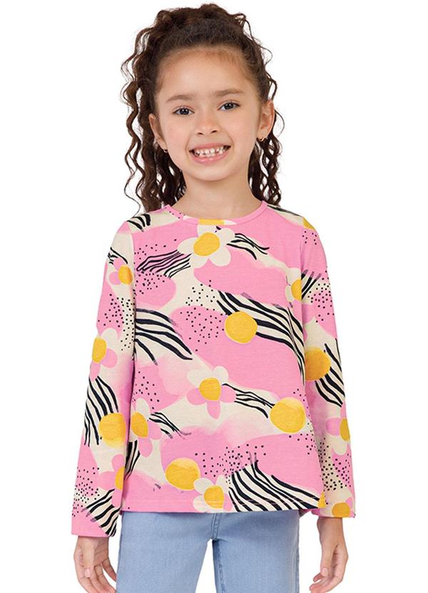 Malwee Kids - Blusa Mullet Floral Menina Rosa