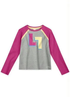 Lilica Ripilica - Blusa Raglan Manga Longa Infantil MeninaCinza - LILICA RIPILICA