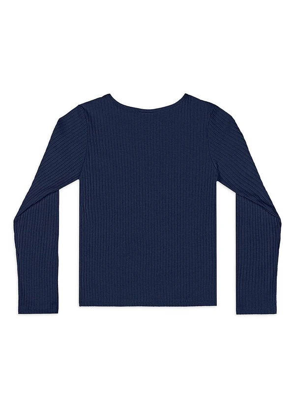 Quimby - Blusa Ribana Canelada Manga Longa Azul 4