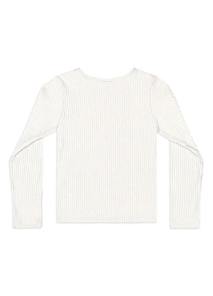 Quimby - Blusa Ribana Canelada Manga Longa Branco - QUIMBY