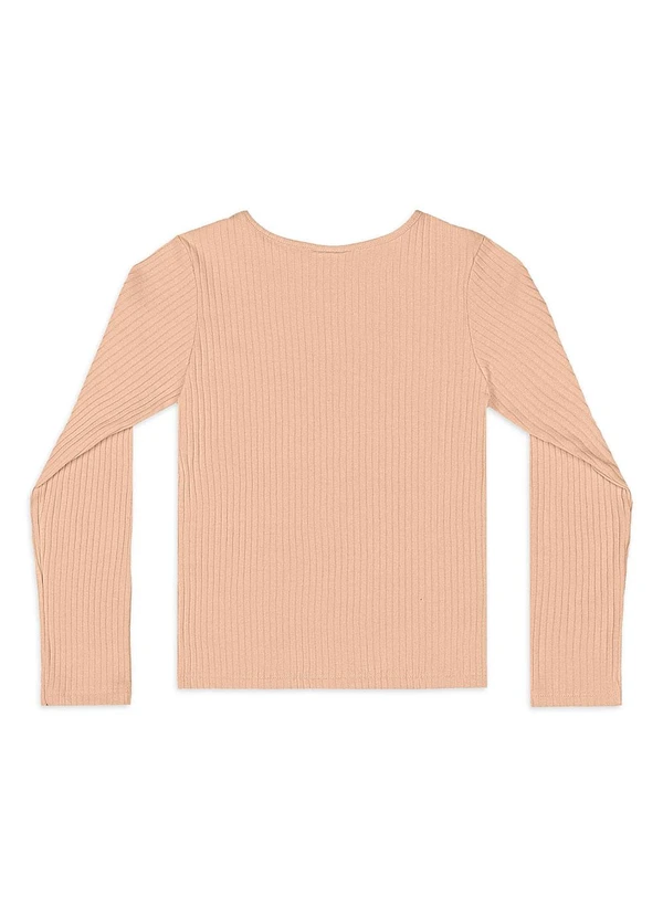 Quimby - Blusa Ribana Canelada Manga Longa Marrom 2