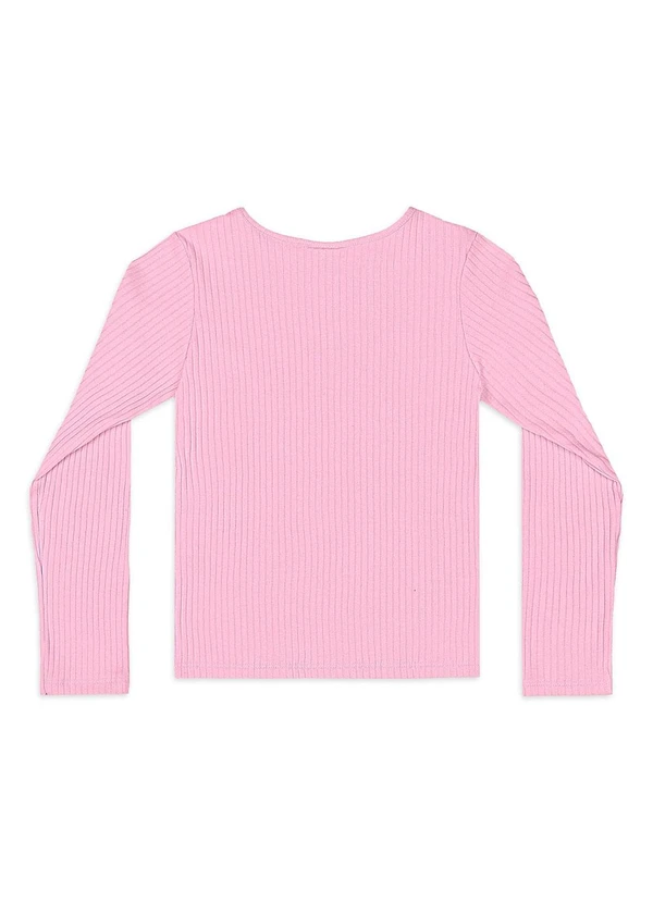 Quimby - Blusa Ribana Canelada Manga Longa Rosa 2