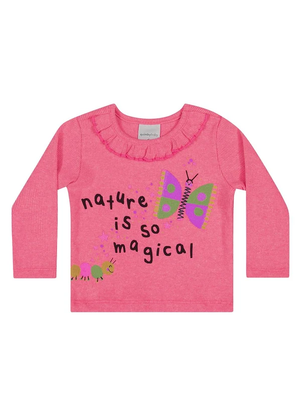 Quimby - Blusa Ribana para Bebê Menina Rosa