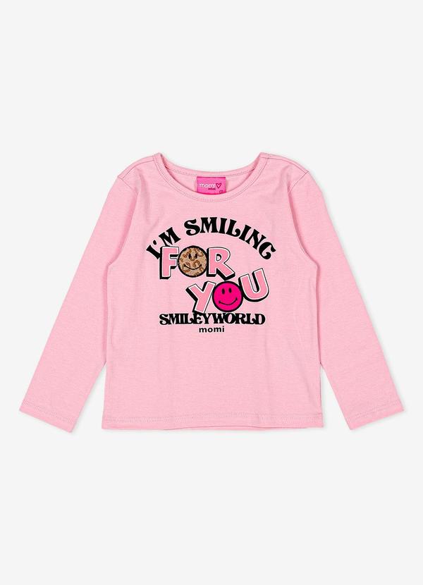Momi - Blusa Smile Manga Longa Rosa
