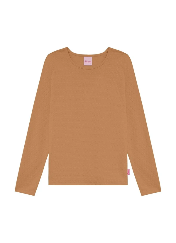 Duduka - Blusa Teen Manga Longa Básica Bege