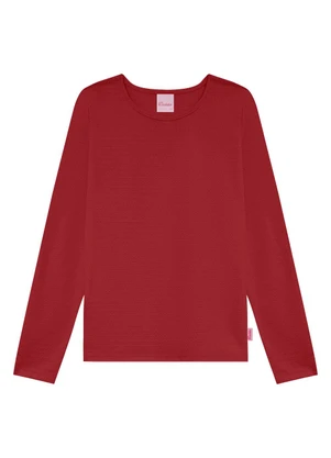 Duduka - Blusa Teen Manga Longa Básica Bordô - DUDUKA