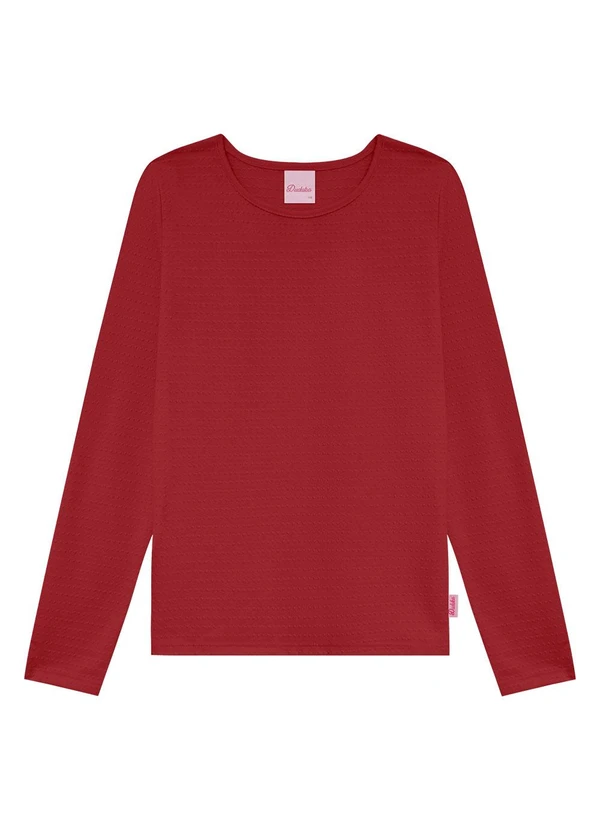 Duduka - Blusa Teen Manga Longa Básica Bordô