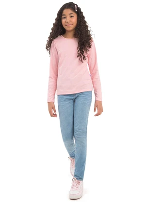 Duduka - Blusa Teen Manga Longa Básica Rosa - DUDUKA