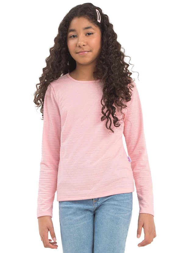 Duduka - Blusa Teen Manga Longa Básica Rosa