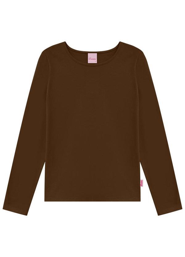 Duduka - Blusa Teen Manga Longa Marrom