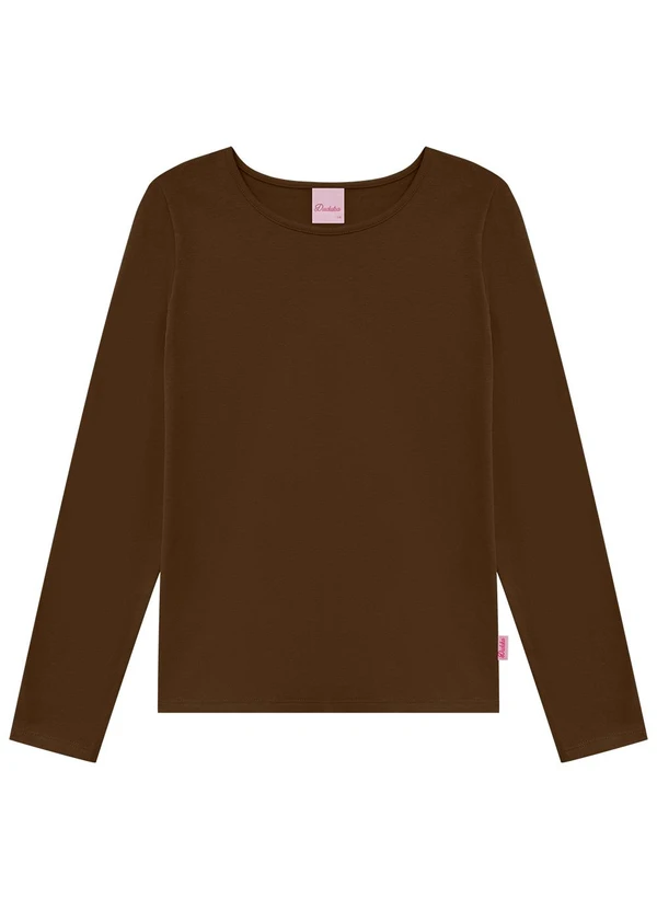 Duduka - Blusa Teen Manga Longa Marrom