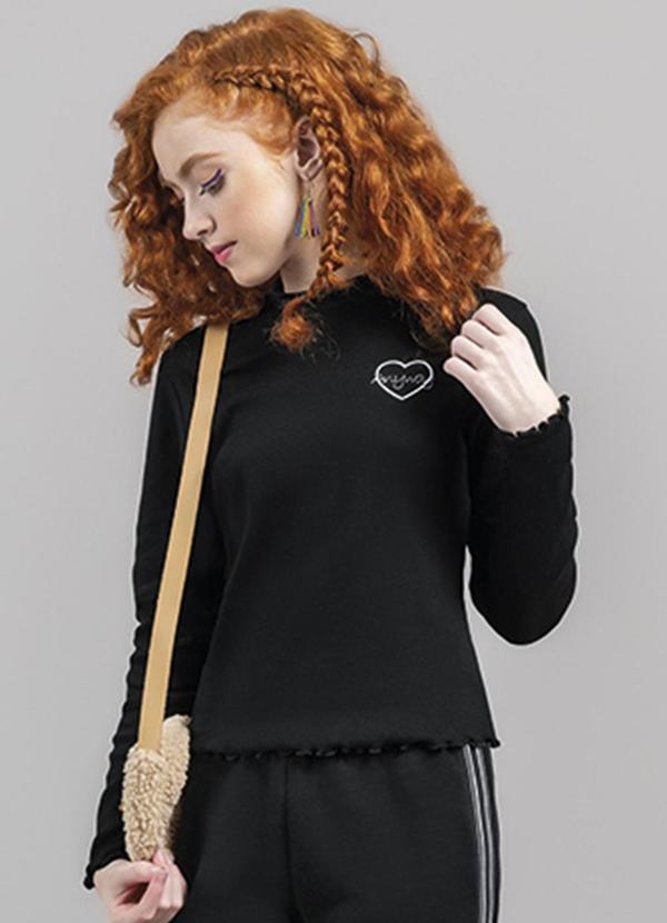 Young Class - Blusa Teen Menina em Ribana Preto